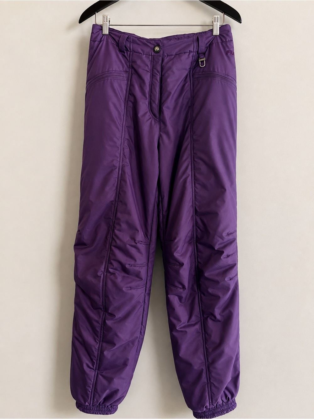 Vintage FILA Purple Ski Snow Pants Women’s Medium Y2K Insulated Zip Ankle